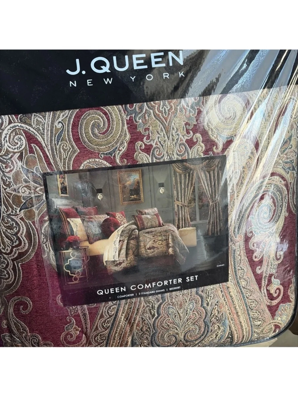 J. Queen New York Garnet Comforter Set Sz Queen NEW